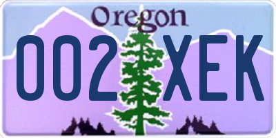 OR license plate 002XEK