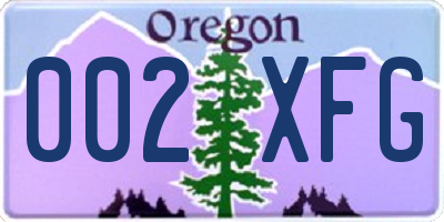 OR license plate 002XFG