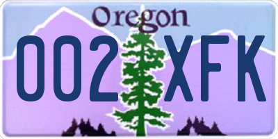 OR license plate 002XFK