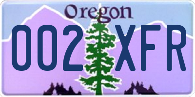 OR license plate 002XFR