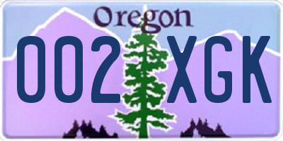 OR license plate 002XGK
