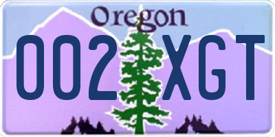 OR license plate 002XGT