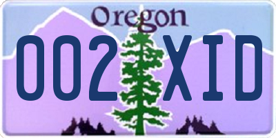 OR license plate 002XID