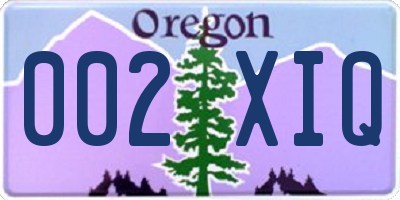 OR license plate 002XIQ