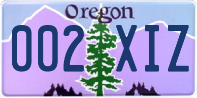 OR license plate 002XIZ