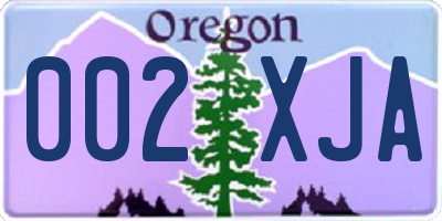 OR license plate 002XJA