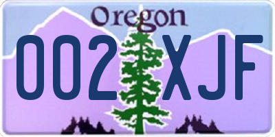 OR license plate 002XJF