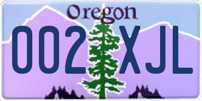 OR license plate 002XJL