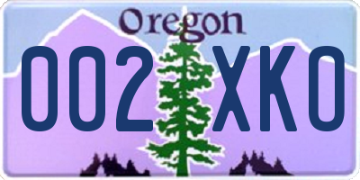 OR license plate 002XKO