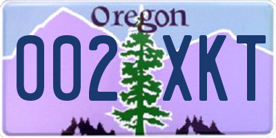OR license plate 002XKT