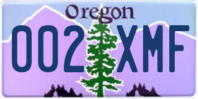 OR license plate 002XMF