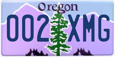 OR license plate 002XMG