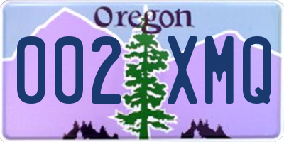 OR license plate 002XMQ