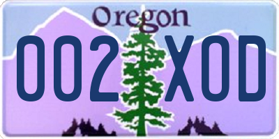 OR license plate 002XOD