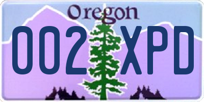 OR license plate 002XPD