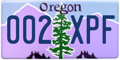 OR license plate 002XPF