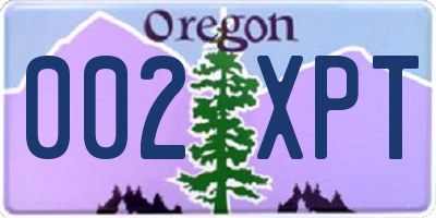 OR license plate 002XPT