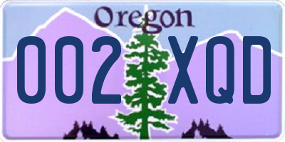 OR license plate 002XQD