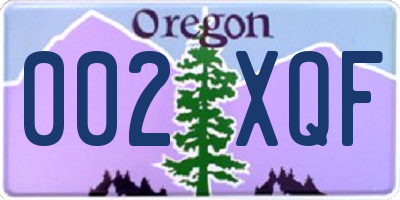 OR license plate 002XQF