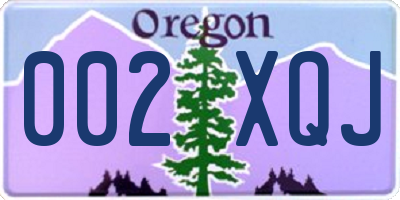 OR license plate 002XQJ