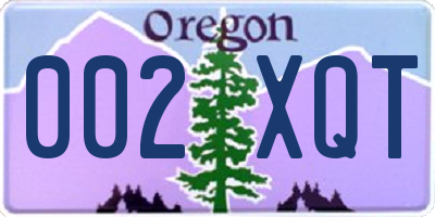 OR license plate 002XQT