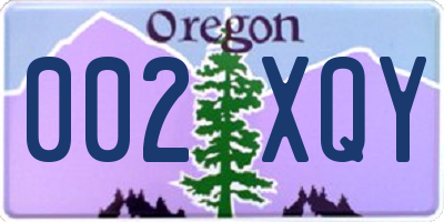 OR license plate 002XQY