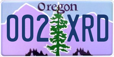 OR license plate 002XRD