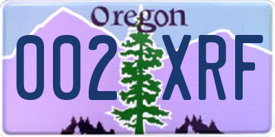 OR license plate 002XRF