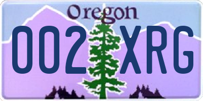 OR license plate 002XRG