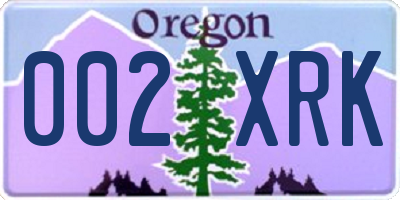 OR license plate 002XRK