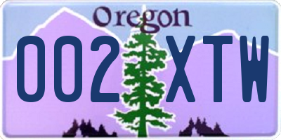 OR license plate 002XTW