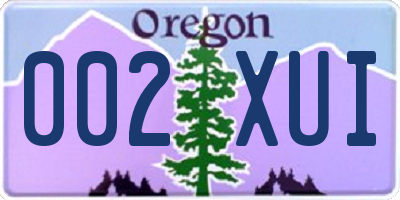 OR license plate 002XUI