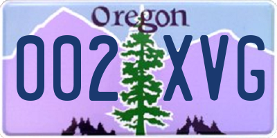 OR license plate 002XVG
