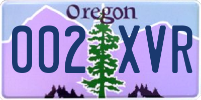 OR license plate 002XVR