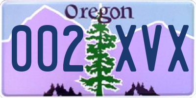 OR license plate 002XVX
