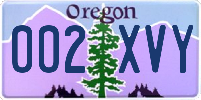 OR license plate 002XVY