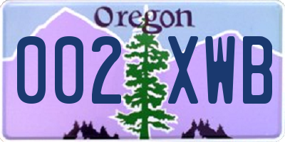OR license plate 002XWB
