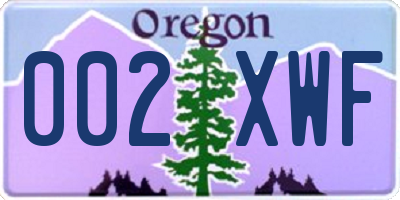 OR license plate 002XWF