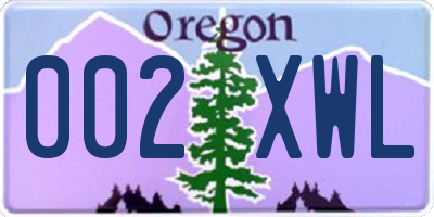 OR license plate 002XWL