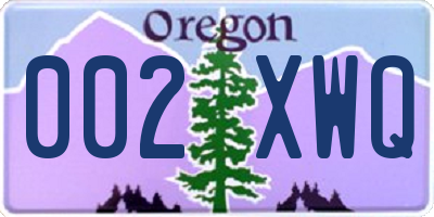 OR license plate 002XWQ
