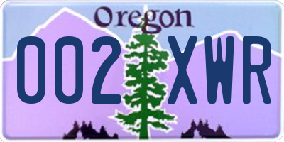 OR license plate 002XWR
