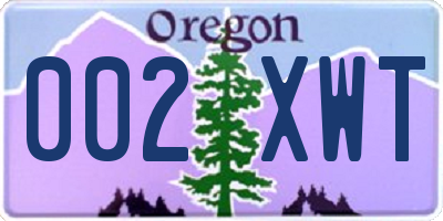 OR license plate 002XWT