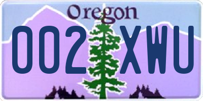 OR license plate 002XWU