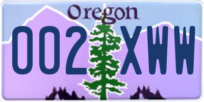 OR license plate 002XWW