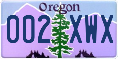 OR license plate 002XWX