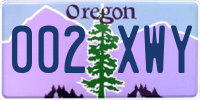 OR license plate 002XWY
