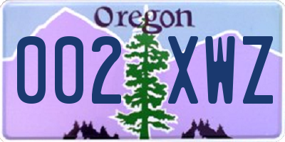 OR license plate 002XWZ