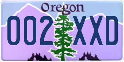 OR license plate 002XXD