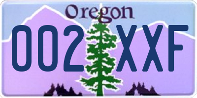 OR license plate 002XXF