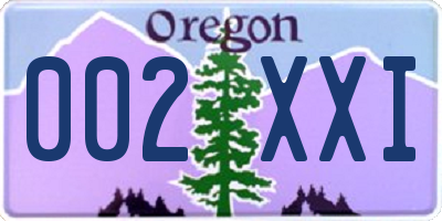 OR license plate 002XXI